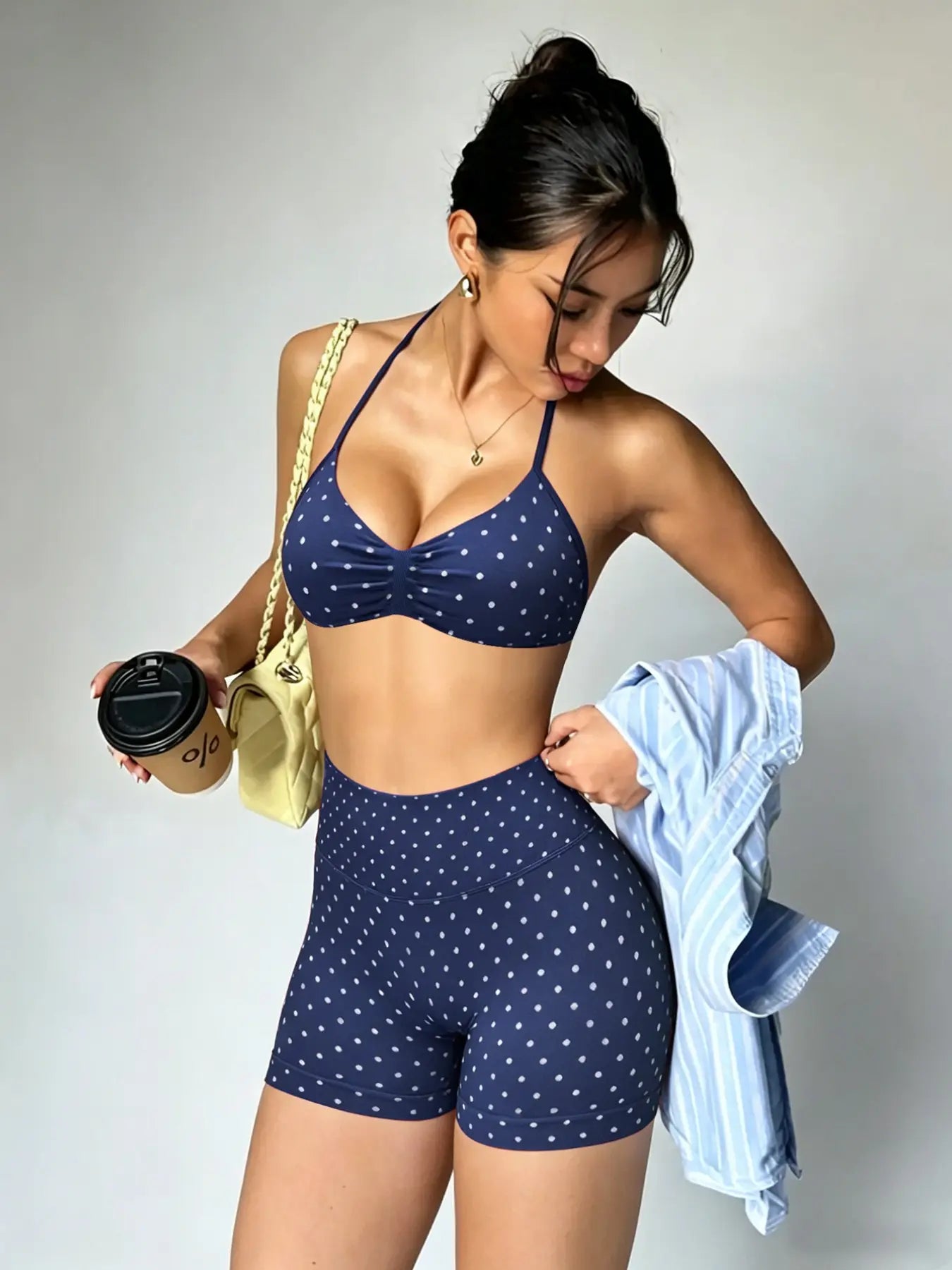 New Women'S Sporty Yoga Set, High-Waist Tight-Fitting Shorts and Tank Top, Summer Fitness for Running and Gym, High Stretch Activewear