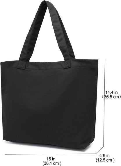 Moyaqi Canvas Tote Bag with Yoga Mat Carrier Pocket Carryall Shoulder Bag for Office, Workout, Pilates, Travel, Beach and Gym