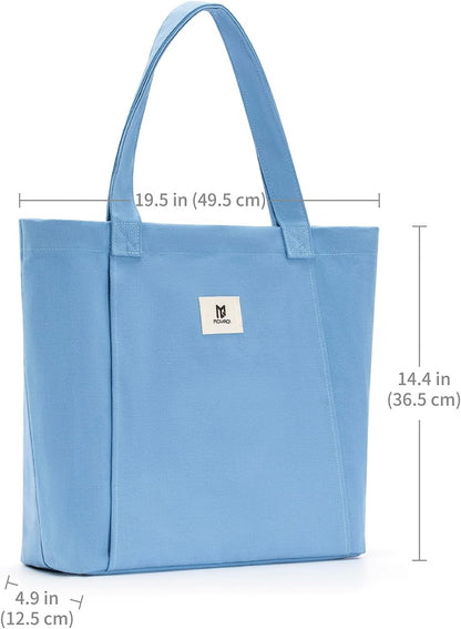 Moyaqi Canvas Tote Bag with Yoga Mat Carrier Pocket Carryall Shoulder Bag for Office, Workout, Pilates, Travel, Beach and Gym