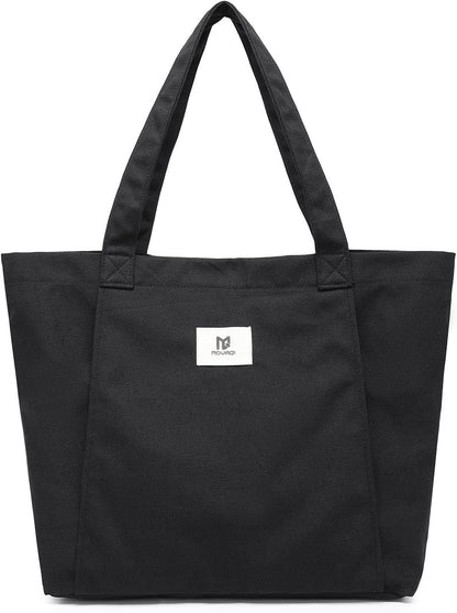 Moyaqi Canvas Tote Bag with Yoga Mat Carrier Pocket Carryall Shoulder Bag for Office, Workout, Pilates, Travel, Beach and Gym